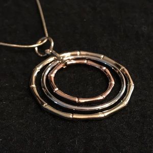 Bamboo Rings Tri-Tone Necklace